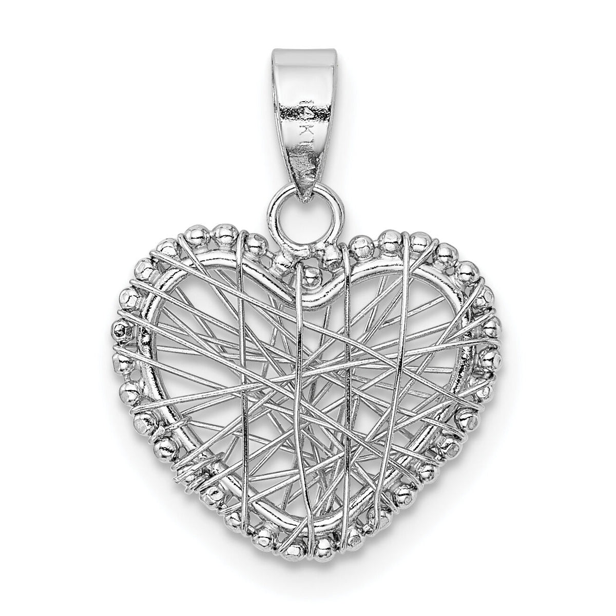 14K White Gold Open Wire Heart Pendant-K5173