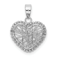 14K White Gold Open Wire Heart Pendant-K5173