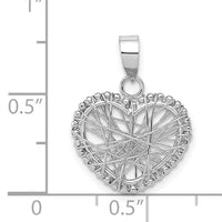 14K White Gold Open Wire Heart Pendant-K5173