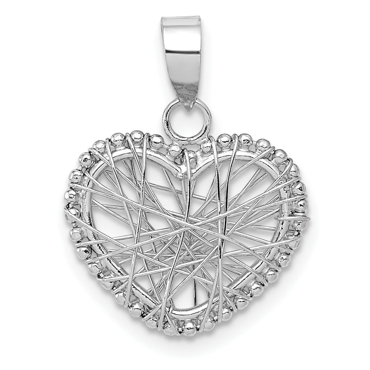 14K White Gold Open Wire Heart Pendant-K5173