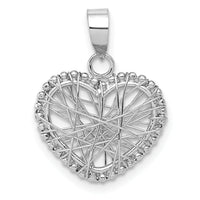 14K White Gold Open Wire Heart Pendant-K5173