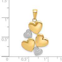 14K and White Rhodium Polished Hearts Pendant-K5176