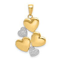 14K and White Rhodium Polished Hearts Pendant-K5176