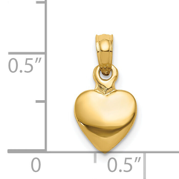 14K Polished Solid 3D Heart Pendant-K5179