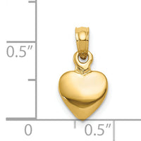 14K Polished Solid 3D Heart Pendant-K5179