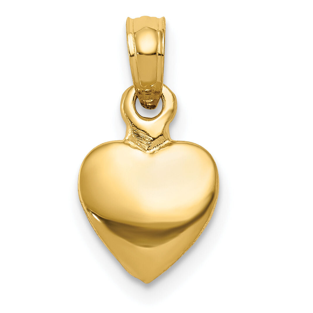 14K Polished Solid 3D Heart Pendant-K5179