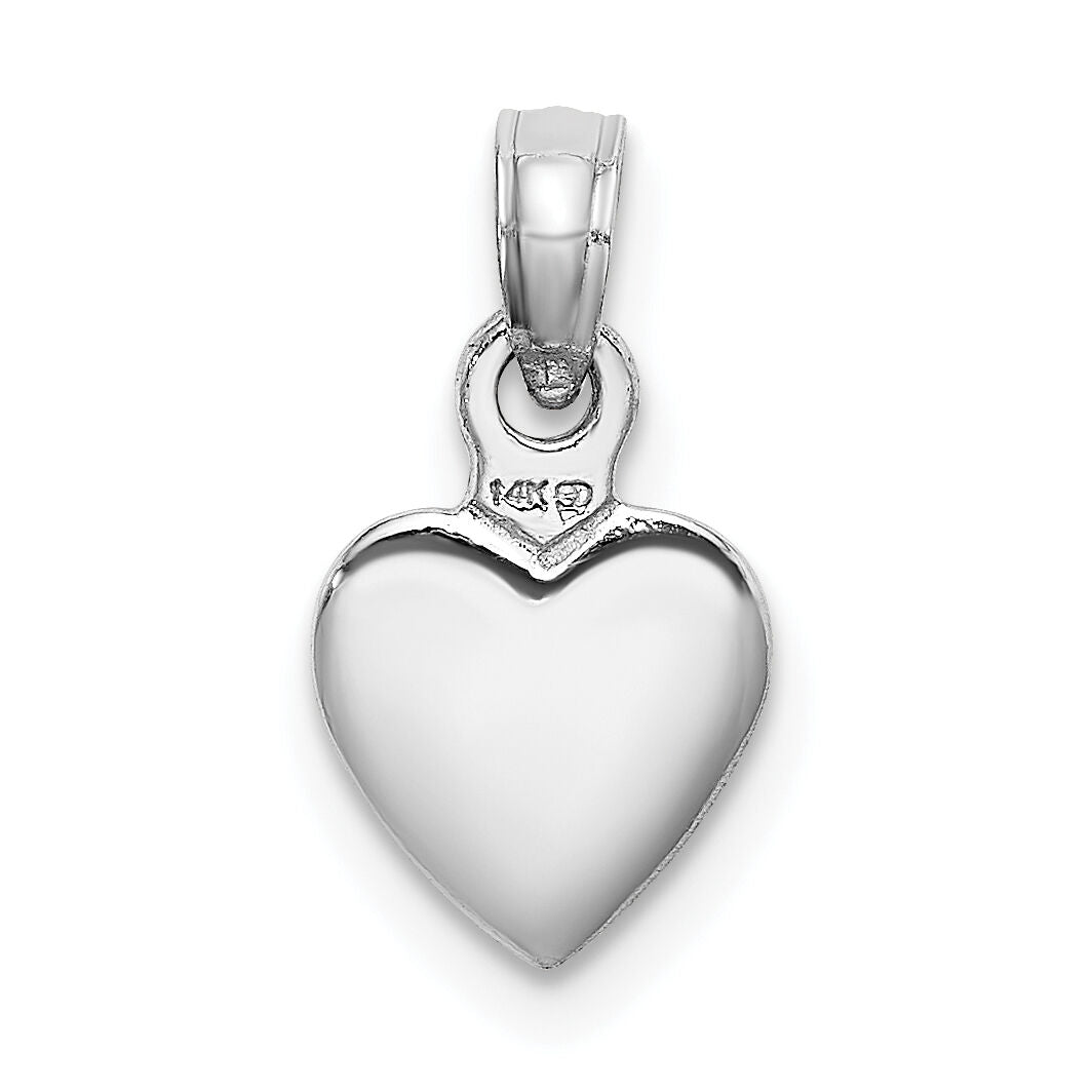 14K White Gold Polished 3D Heart Pendant-K5179W