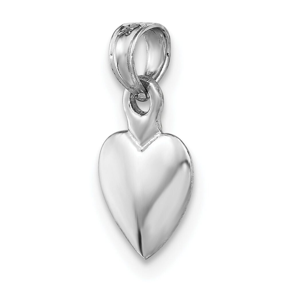 14K White Gold Polished 3D Heart Pendant-K5179W