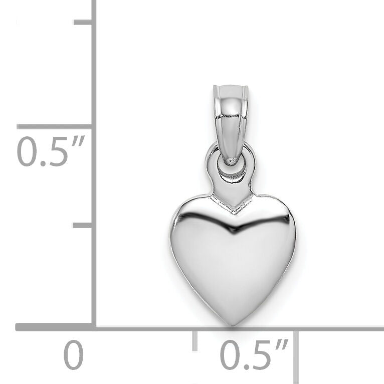 14K White Gold Polished 3D Heart Pendant-K5179W