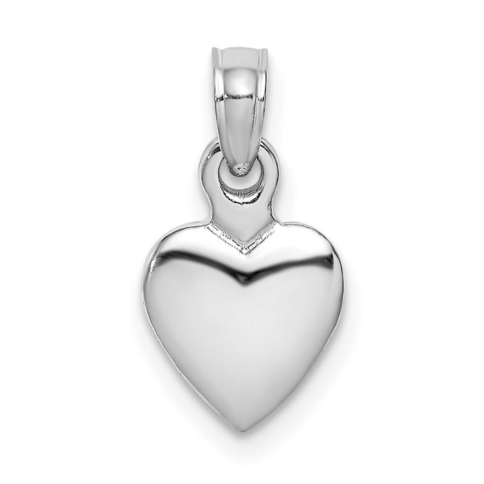 14K White Gold Polished 3D Heart Pendant-K5179W