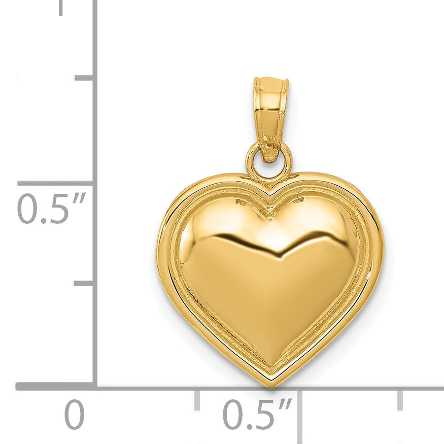 14k Polished Domed Heart Pendant-K5181
