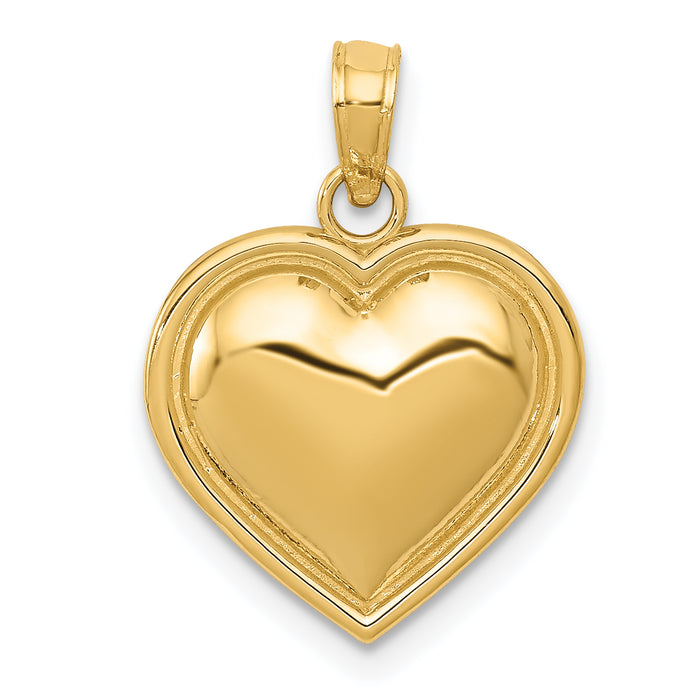 14k Polished Domed Heart Pendant-K5181