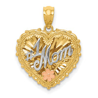 14k Tri-color Polished #1 MOM Shadowbox Pendant-K5191