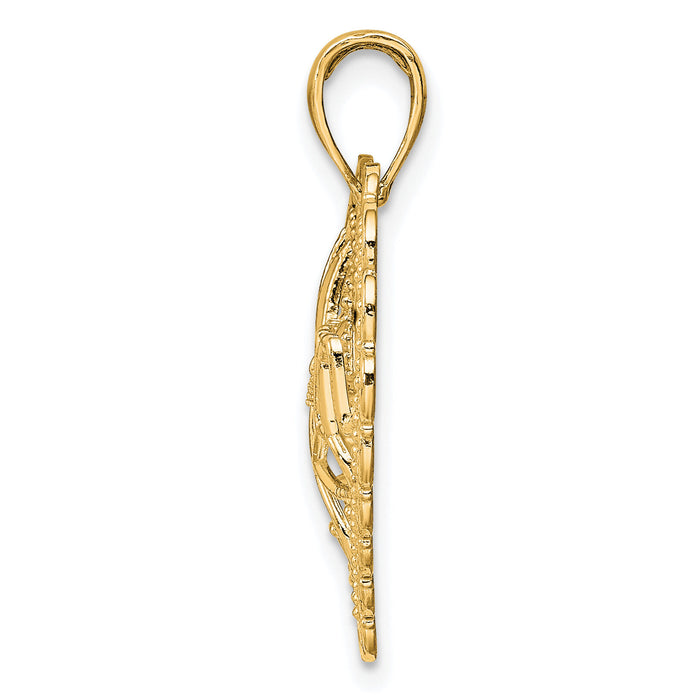 14K Polished MOM Scallop Heart Pendant-K5195Y