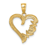 14K Polished MOM Heart Pendant-K5196
