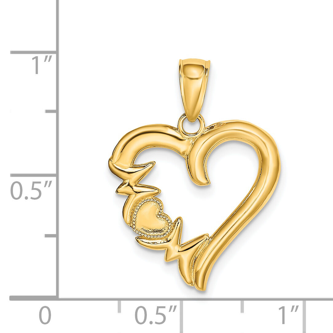 14K Polished MOM Heart Pendant-K5196