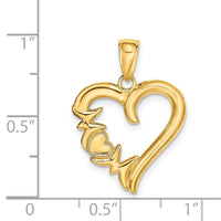 14K Polished MOM Heart Pendant-K5196
