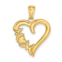14K Polished MOM Heart Pendant-K5196