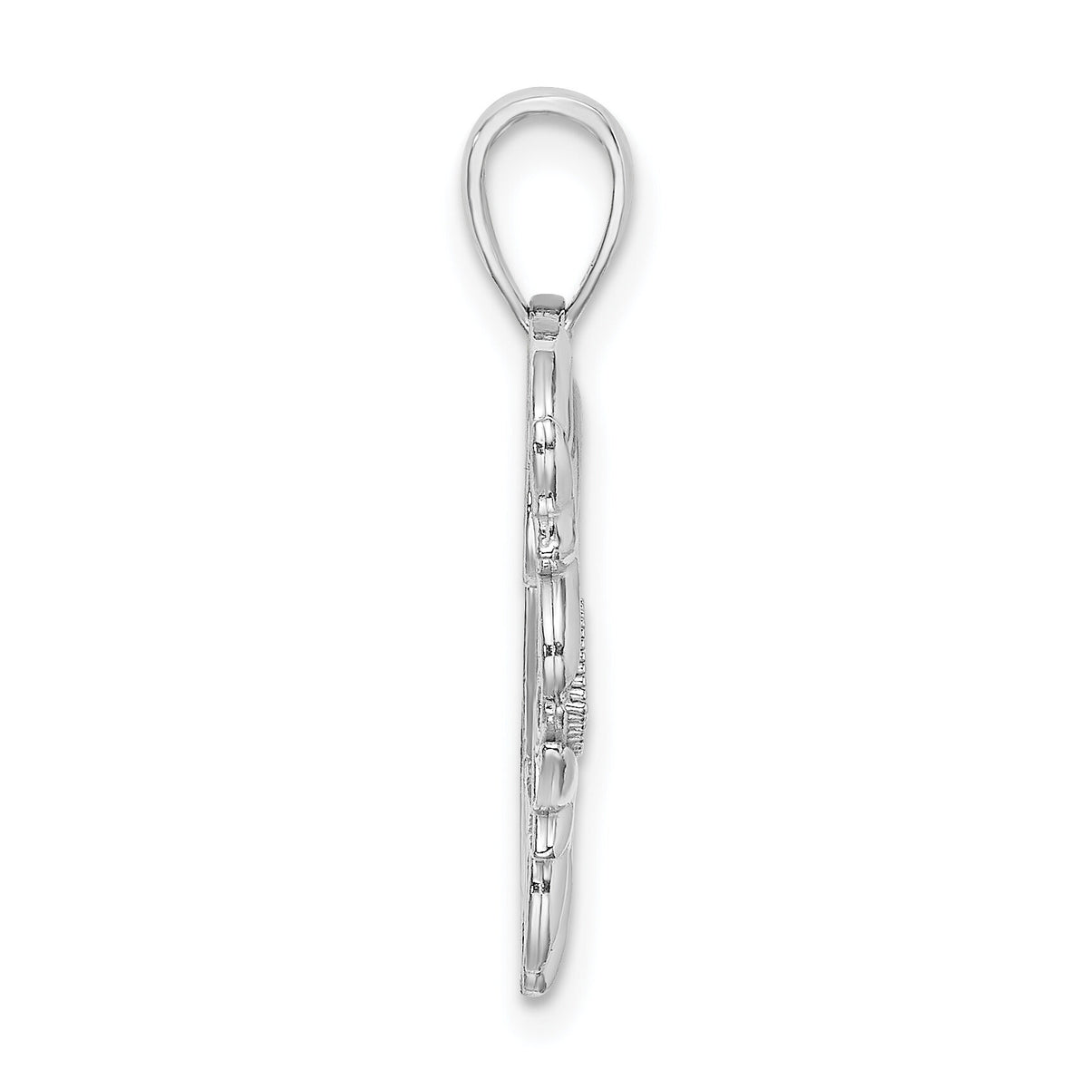 14K White Gold Heart w/MOM Charm-K5196W