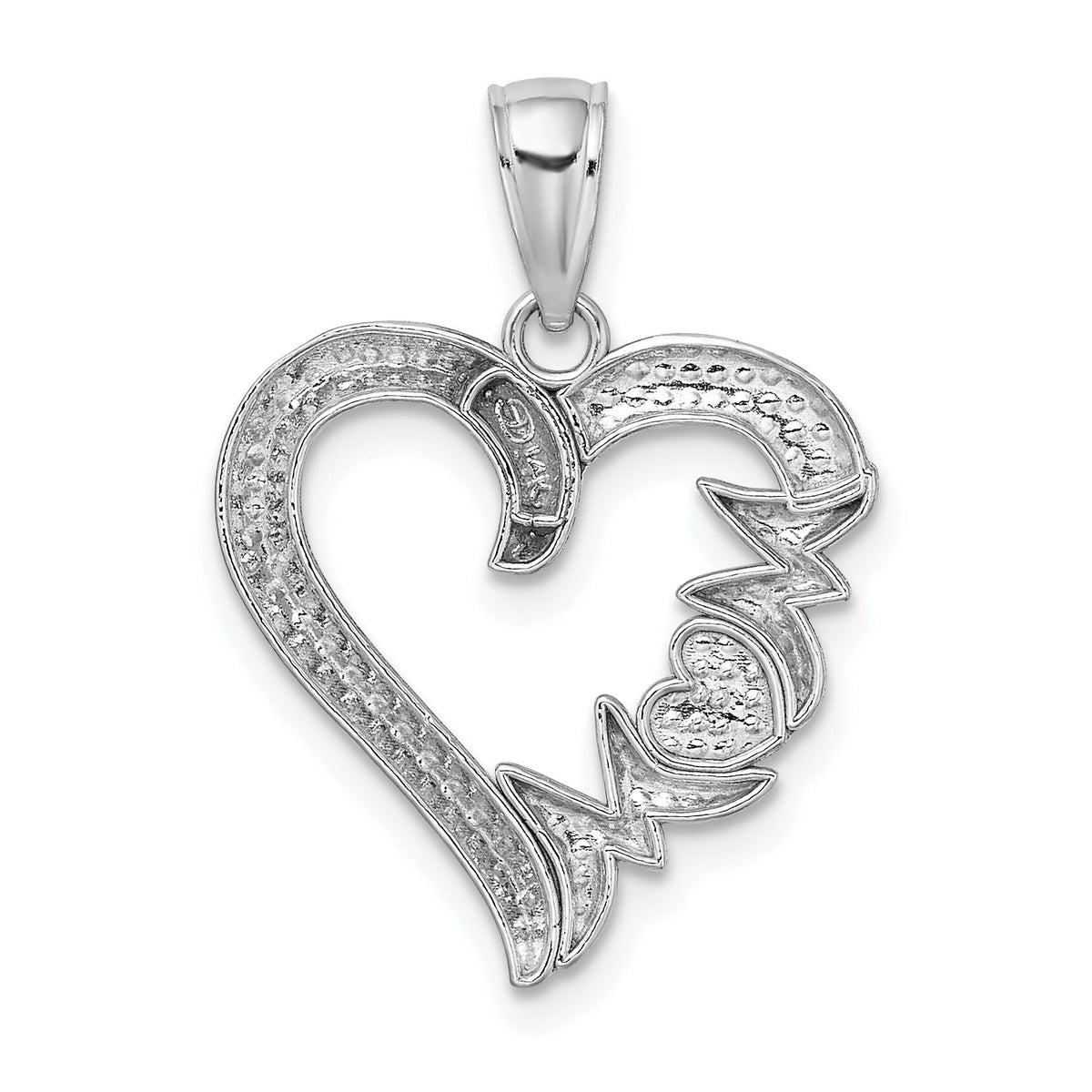 14K White Gold Heart w/MOM Charm-K5196W