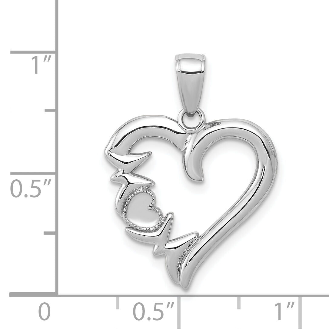 14K White Gold Heart w/MOM Charm-K5196W