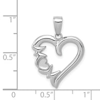 14K White Gold Heart w/MOM Charm-K5196W