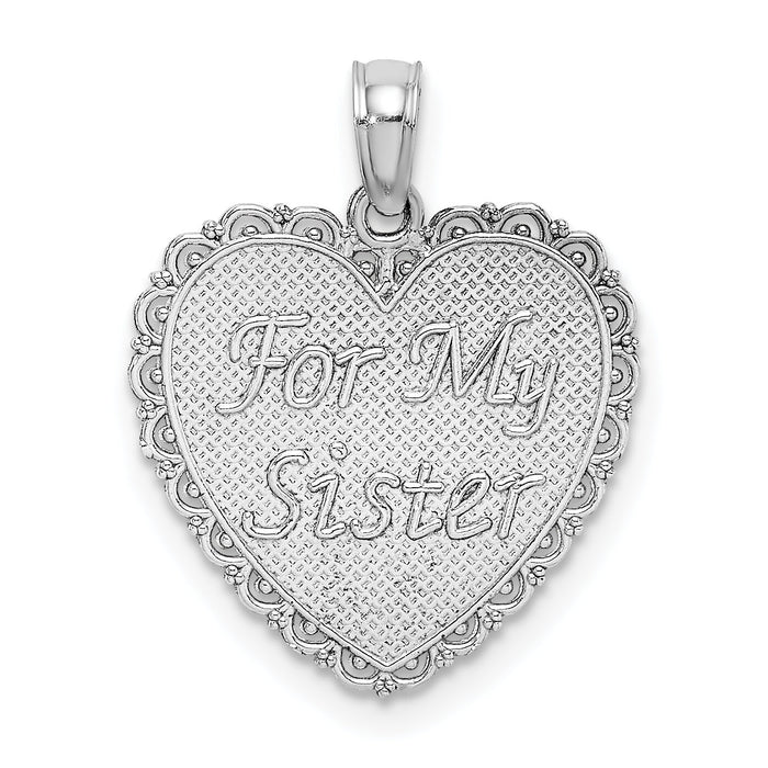 14K White Reversible FOR MY SISTER-FRIENDS FOREVER Pendant-K5207W