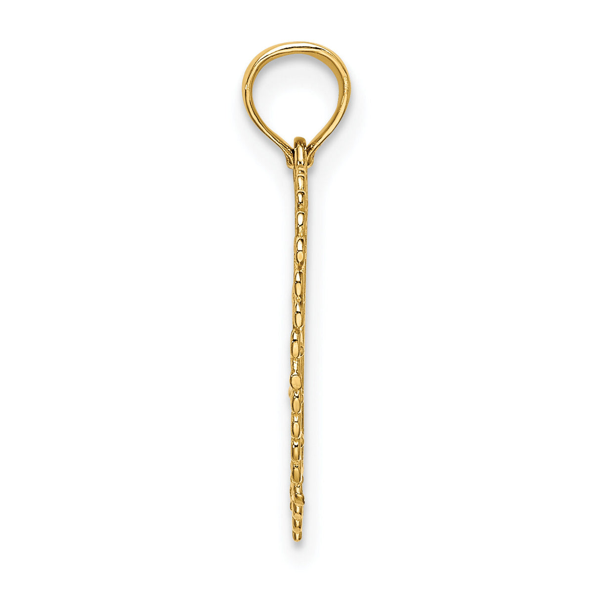 14K Gold Polished DADDYS LITTLE GIRL Textured Heart Charm-K5211