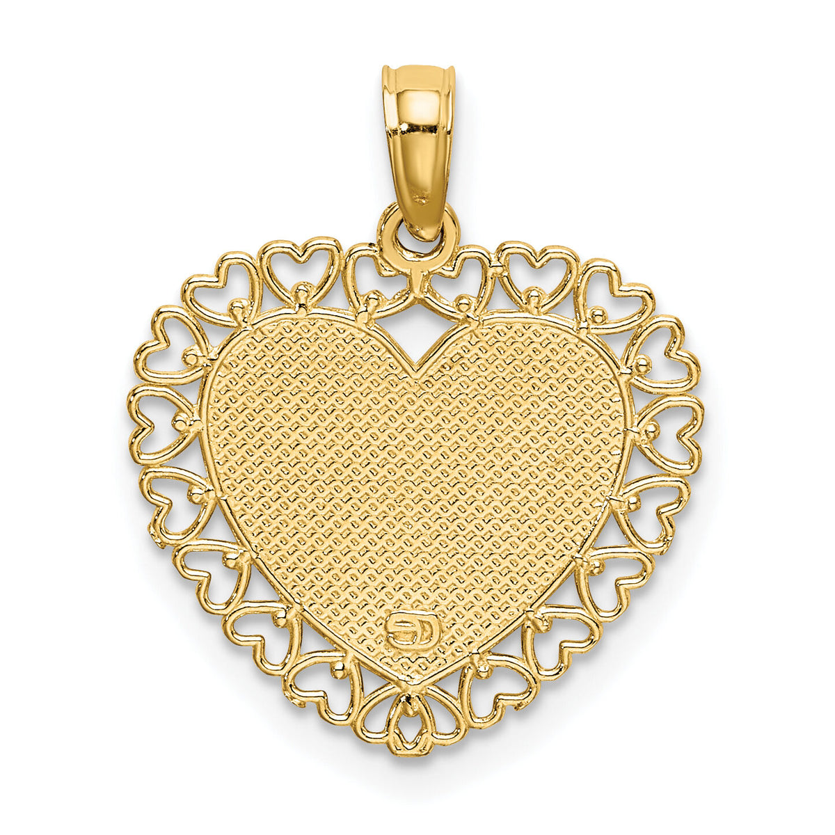 14K Gold Polished DADDYS LITTLE GIRL Textured Heart Charm-K5211
