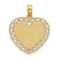 14K Gold Polished DADDYS LITTLE GIRL Textured Heart Charm-K5211