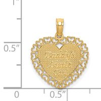 14K Gold Polished DADDYS LITTLE GIRL Textured Heart Charm-K5211