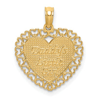 14K Gold Polished DADDYS LITTLE GIRL Textured Heart Charm-K5211
