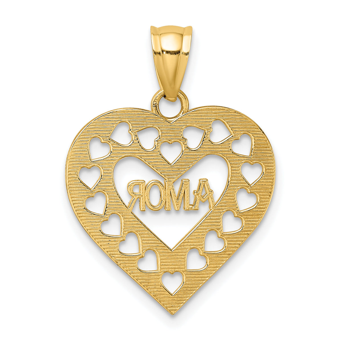 14k AMOR  in Cut-out Heart Charm-K5217