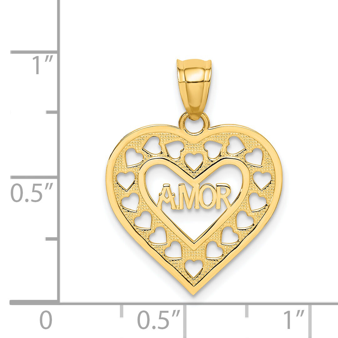 14k AMOR  in Cut-out Heart Charm-K5217