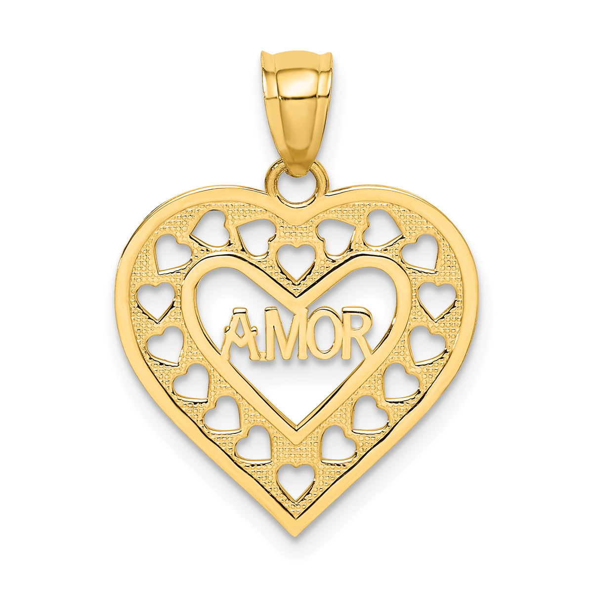 14k AMOR  in Cut-out Heart Charm-K5217