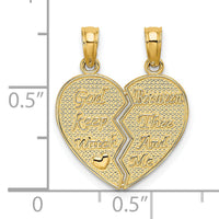 14k Break-Apart KEEP WATCH BETWEEN Heart Charm-K5224