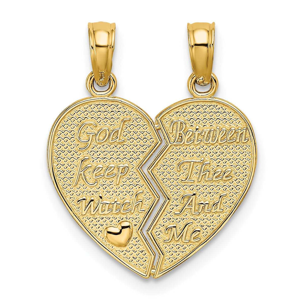 14k Break-Apart KEEP WATCH BETWEEN Heart Charm-K5224