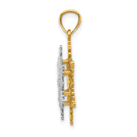 14k Two-tone Polished and Textured 2 Level Snowflake Pendant-K5228
