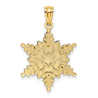 14k Two-tone Polished and Textured 2 Level Snowflake Pendant-K5228