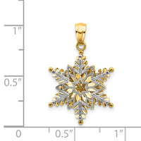 14k Two-tone Polished and Textured 2 Level Snowflake Pendant-K5228