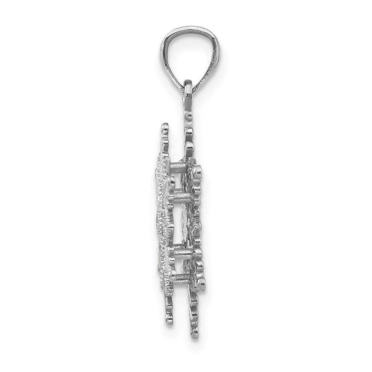 14k White Gold Polished and Textured 2 Level Snowflake Pendant-K5229