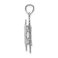 14k White Gold Polished and Textured 2 Level Snowflake Pendant-K5229