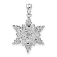 14k White Gold Polished and Textured 2 Level Snowflake Pendant-K5229