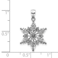 14k White Gold Polished and Textured 2 Level Snowflake Pendant-K5229