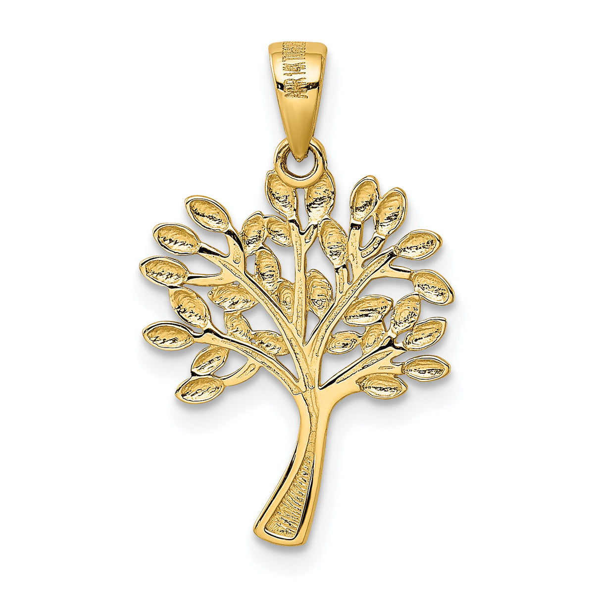 14K w/Rhodium Diamond Cut Tree Pendant-K5275