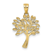 14K w/Rhodium Diamond Cut Tree Pendant-K5275