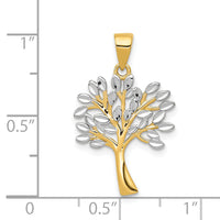 14K w/Rhodium Diamond Cut Tree Pendant-K5275