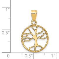 14K Gold Polished Small Tree of Life in Round Pendant-K5277