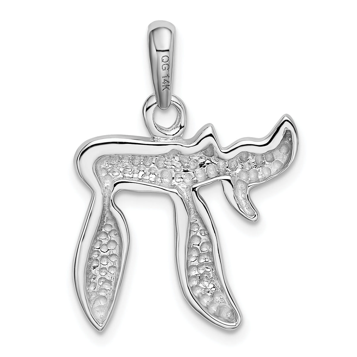 14K White Gold Chai Life Pendant-K528