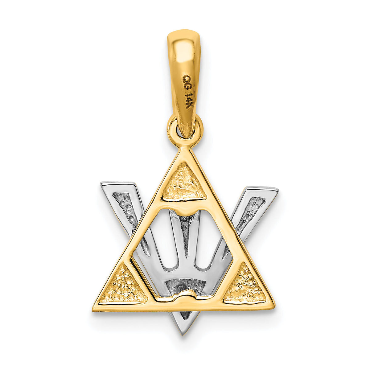 14K Two-tone Star of David w/Shin Charm-K529
